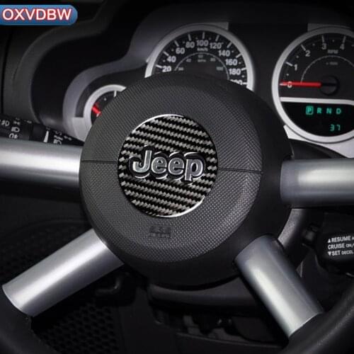 For Jeep Wrangler JK 2007 2008 2009 2010 Steering Wheel Center Decoration Cover Trim Real Carbon Fiber Car Accessories Mouldings