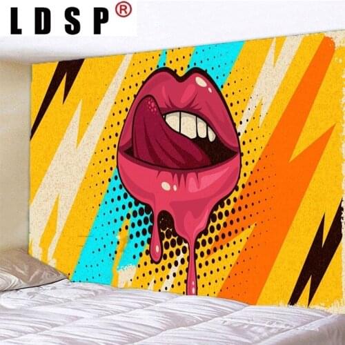 LDSP Pink Lips Colorful Poster Picture Tapestry Wall Hanging Wall Covering Rugs Background Cloth Beach Mat Blanket Art Home Deco
