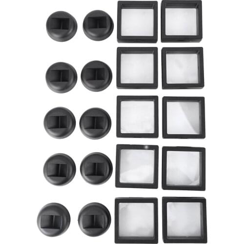 Coin Display Box - Set of 10 3D Floating Frame Display Holder with Stands for Challenge Coins, AA Medallions, Jewelry, Black, 2