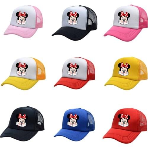 Disney Minnie Childrens Hat Adjustable Cap Cartoon Anime Four Seasons Mesh Hat Mesh Sun Hat Outdoor Essential Shipping Free
