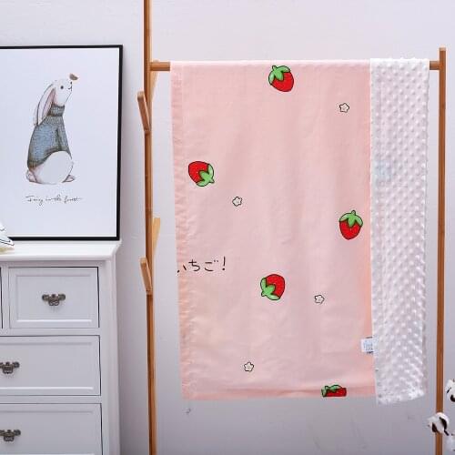 LuMengYi 2 layer Summer New Born Baby Blanket Minky Cotton Blanket Kids Girl Boy Toddler Bedding Strawberry Pink Newborn Blanket