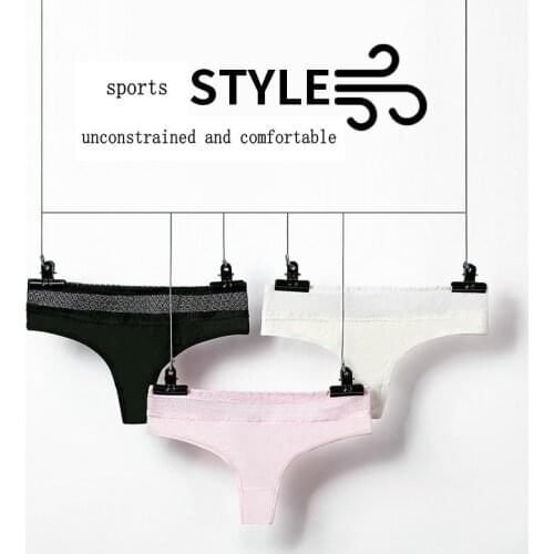 Cotton Sexy Sport Panties Seamless Low Waist Thong G String Women Lace Hollow Fitness Sports Briefs Underwear 59