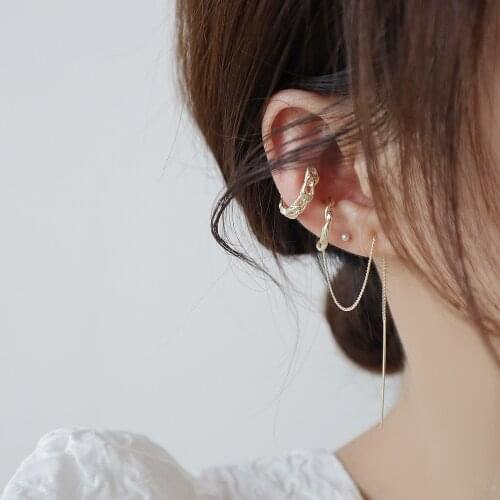 Ins Hot Sale 14K Real Gold Simple Style Long Stud Earrings for Women 925 Silver Needle Zircon Earrings