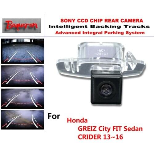 For Honda GREIZ City FIT Sedan CRIDER 13~16 CCD Car Backup Parking Camera Intelligent Tracks Dynamic Guidance Rear View Camera