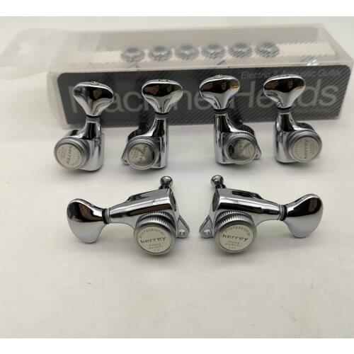 Kerrey Guitar Machine Heads 3R3L 1:21 Rear Locking Tuners Guitar Tuning Pegs Tuners Electric Guitars Chrome