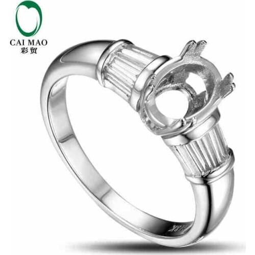 CaiMao Oval cut Semi Mount Ring Settings & 0.53ct Diamond 18k White Gold Gemstone Engagement Ring Fine Jewelry