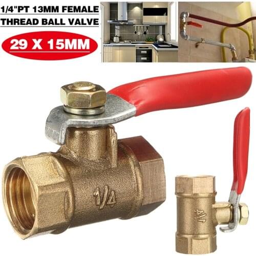 1pc Brass Ball Valve 1/4'' PT 13mm Thread Red Lever Handle Female to Female Full Port Valve For Water Oil Gas