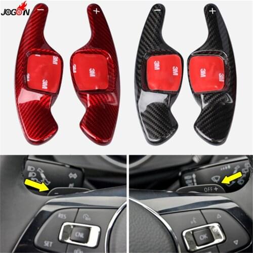 Real Carbon Fiber Steering Wheel Paddle Extension Shifter Cover Trim For VW Volkswagen Passat B8 Golf 7 Tiguan Arteon 2018 2019