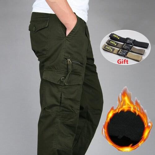 New 2019 Mens Winter Double Warm Casual Cargo Pants Male SWAT Army Combat Military Tactical Cotton Pants Work Long Trousers