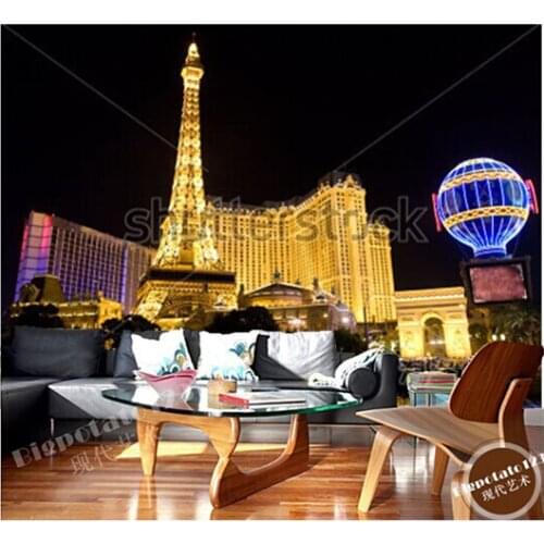 Custom photo wallpaper, Las Vegas Strip at night large mural vinyl wallpaper Papel de parede for the living room TV wall