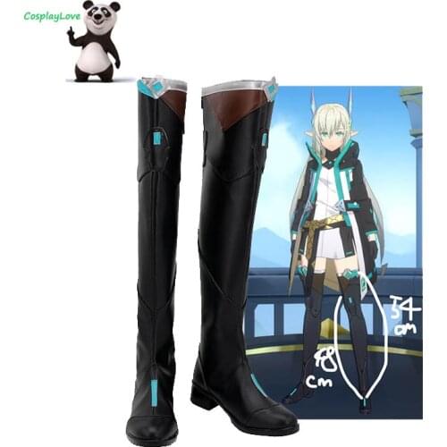 CosplayLove Lord of Heroes Olga Cosplay Shoes Black Long Boots PU Leather Custom Made For Boys Girls