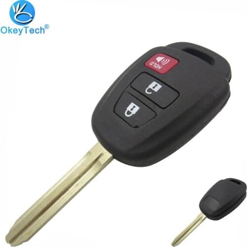 OkeyTech 3 Button Replacement Car Key Shell Cover Case Auto Fob Uncut TOY43 Blade for Toyota Camry 2012 2013 2014 2015 Corolla