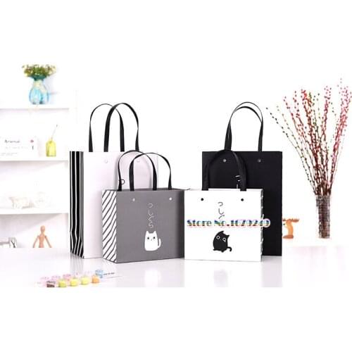 Wholesale Cat pattern Candy gift Bag with handle,Wedding Gift Bag Kraft Paper Gift Box Chocolate Cookies shopping Bag 50pcs/lot