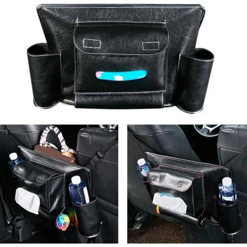 Portable Faux Leather Car Seat Back Organizer Hanging Storage Bag Auto Accessory