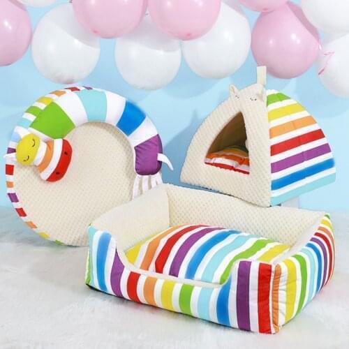 New Warm Pet Cat Nest Cute Cat Ears Waterproof Non Slip Cat Bed Semi Closed Soft And Comfortable Pet Nest
