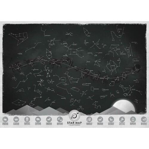 Modern Star Map of the Constellations Art Film Print Silk Poster Home Wall Decor 24x36inch