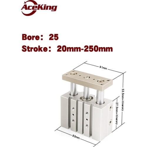 TCM25 three shaft guide rod cylinder TCM25x10SX20SX25SX30SX40SX50SX75SX100SX150SX200S AceKing TCM25X50-S TCM25X100-S MGPM25
