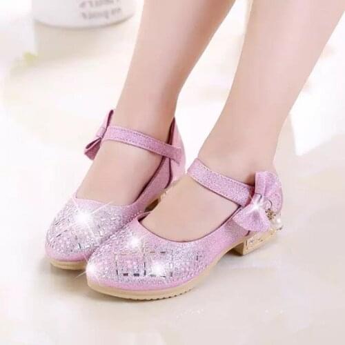 Spring Autumn Girls Shoes Kids Shoes Butterfly-knot Rhinestone Princess Shoes For Wedding party Student perform dance Shoes Kids