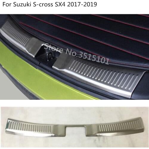 Car Inner Inside Rear Bumper Trim Stainless Steel Scuff Sill Trunk Plate Pedal For Suzuki S-Cross SX4 2017 2018 2019 2020