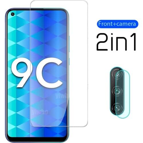 2 in 1 For honor 9C glass screen protector huwei honor9C camera lens Tempered glas protective film on hono 9C 9 C c9 tremp glass