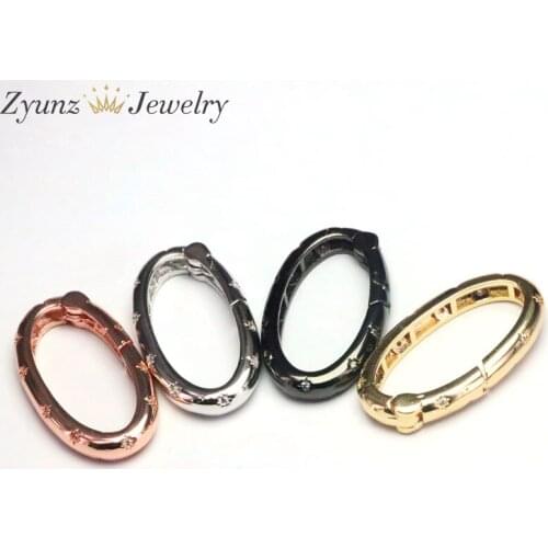 5PCS, Micro Pave CZ Clasp for Jewelry Crafts, Zircon Beads Snap Clasps Findings, Carabiner Lock, Component Clasps