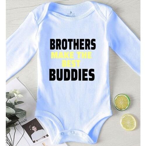 Infant Winter Clothes Jumpsuits for Babies Newborn Girl Outfits Baby Boy Clothes Print Brother Best Buddies Toddler Rompers