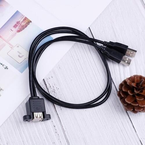 1pc Dual USB 2.0 Extension Cable Professional 1 Female Socket Panel Mount to 2 USB A Male Extension Cable 50cm