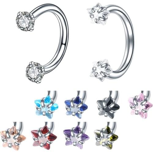 1PC Steel Zircon Nose Septo Piercing Lip Labret Eyebrow Ear Septum Cartilage Helix Captive Hoop Rings Nariz Piercing Jewelry 16G