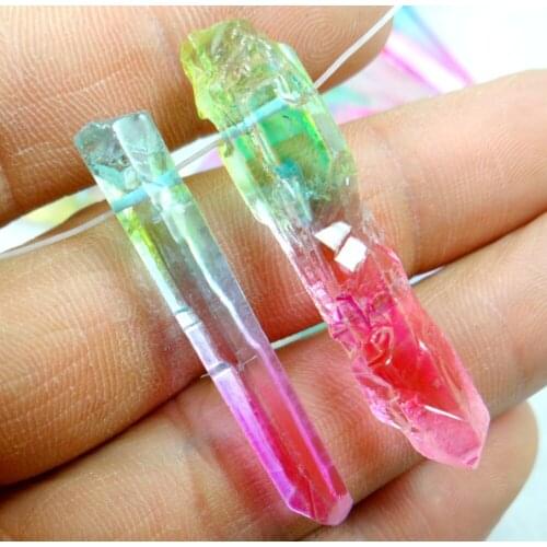 10pcs Titanium Crystal Druzy Quartz Quartz Geode stone pendant crystal point healing crystals diy jewelry making necklace k60