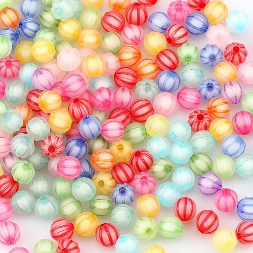 100pcs 8mm Mixed Matte Watermelon Acrylic Beads Round Balls Loose Spacer Beads For Jewelry Making Diy Bracelet Necklace