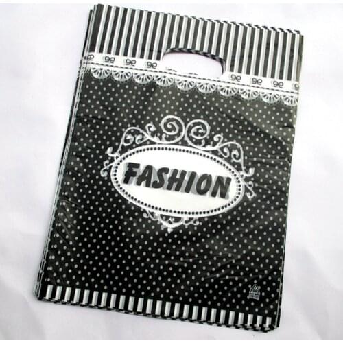 100pcs/lot wholesale Multicolored"Fashion" Plastic Boutique Practial Pouches Shopping Gift Package Bag 25*20cm 15307