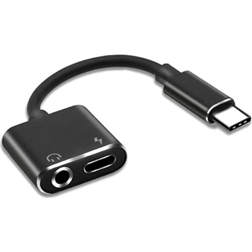 2 In 1 Usb Typec Adapter Earphone Charging Splitter To 3.5mm Headphone Jack for Xiaomi Huawei Oneplus Phone Case Audio Aux Cable