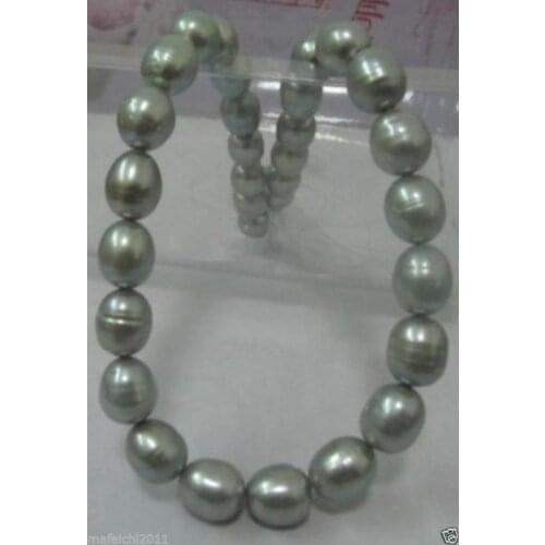 2017 11-13mm tahitian silver gray baroque pearl necklace 18" silver Clasp