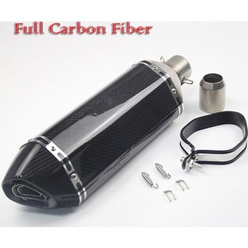 51mm Universal Motorcycle ATV Exhaust Tip Muffler Vent Pipe Real Carbon Fiber 470mm