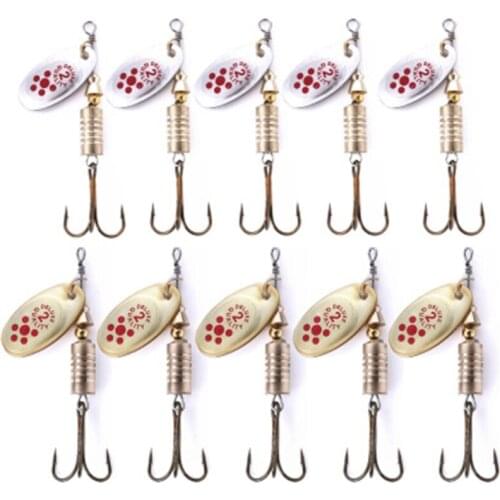 A5KC 10 Pcs 6.7cm 7g Spinner Spoon Metal Bait Fishing Lure Sequins Crankbait for Bass Trout Perch Pike Rotating Tackle