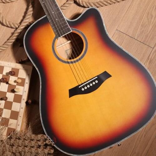 41 Inch Folk Guitar Top Spruce Veneer Guitar Concert Acoustic Guitar Beginner Student Entry Guitar Gift AGT230