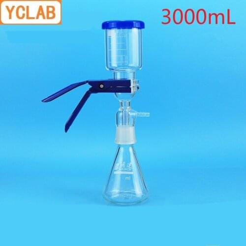 YCLAB 3000mL Vacuum Filtration Apparatus with Rubber Tube 3L Glass Sand Core Liquid Solvent Filter Unit Device