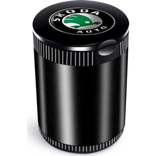 Alloy Car Ashtray Interior Accessories Cigarette Holder Box for Skoda Octavia 2 A7 Tour RS Rapid Kodiaq Superb Kamiq Yeti Karoq