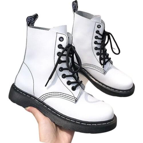 Women martin boots genuine leather boots fashion Female ankle boots top women Thick bottom motorcycle boots women shoes