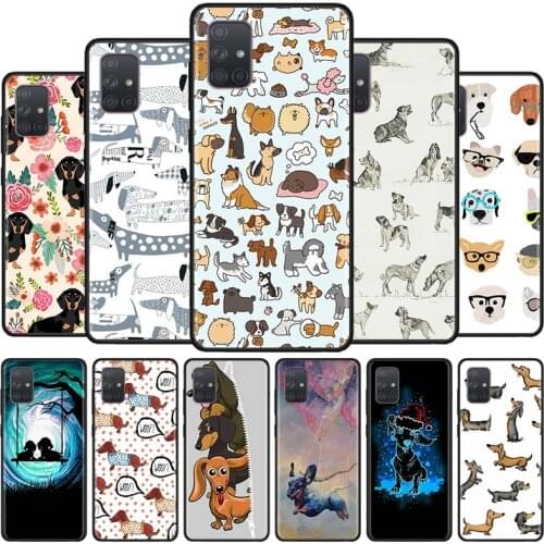 Phone Case for Samsung Galaxy A50 A70 A51 A71 5G A10s A20e A30 A40 A11 A21s A31 A41 Soft Cover Dachshund Doxie Flower Dog Puppy