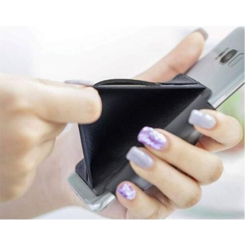 Lycra Leather Adhesive Sticker Back Cover Card Case Pouch Stand Holder For Cell Phone
