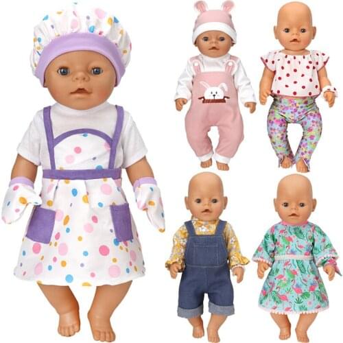Reborn Baby Doll Cooking Costume For 17" Baby Sister Girl Doll Clothes Chef Uniform Toys Wears