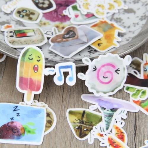 40pcs Cute Food Emotion Expression Scrapbooking Stickers Lady Girls DIY Craft Decorativ Sticker Pack