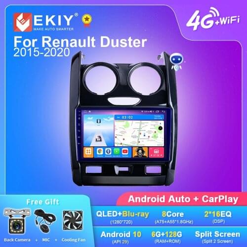 EKIY DSP IPS Android 10 2din AutoRadio 6+128G For Renault Duster 2015 2016 2017-2020 Car Multimedia Player Stereo GPS Navigation