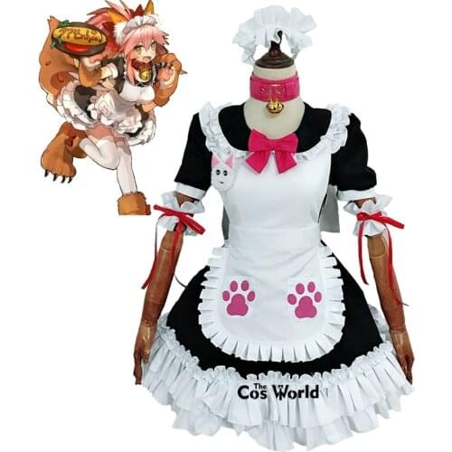 FGO Fate Grand Order Tamamo no Mae Maid Apron Dress Uniform Outfit Anime Customize Cosplay Costumes