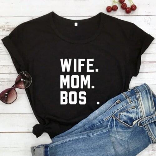 100% Cotton Wife Mom T-shirt Funny Mothers Day Gift Tshirt Women Short Sleeve Mom Life Tee Shirt Top