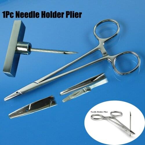 1Pc Professional Puncture Needle Piercing Push In Tool & Needle Clamp Plier Body Piercing Tool For Belly Ear 316L Surgical Steel