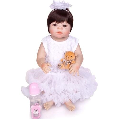 KEIUMI 23 Inch Princess Girl Baby Dolls Full Silicone 57 cm Realistic Reborn Dolls For Sale Childrens Day Gift Kids Playmate