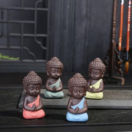 Ceramic Buddha Figurine Home Decor Aquarium Stone Ornament Meditation Monk Buddha Statue For Fish Tank Landscaping Garden Bonsa