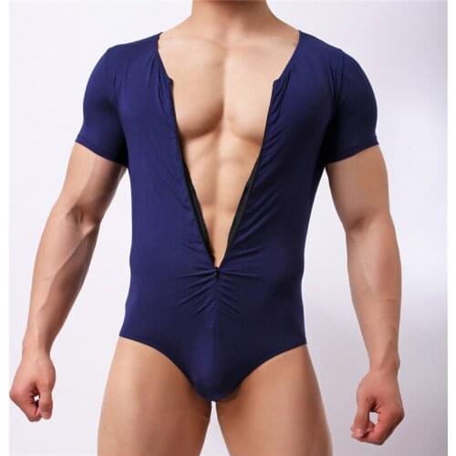 Men Undershirt Jockstraps Slim Fitness Bodysuit Bodybuilding Jumpsuit Romper Corset Modal Boxer Short Sleeve Jumpsuit Underwear
